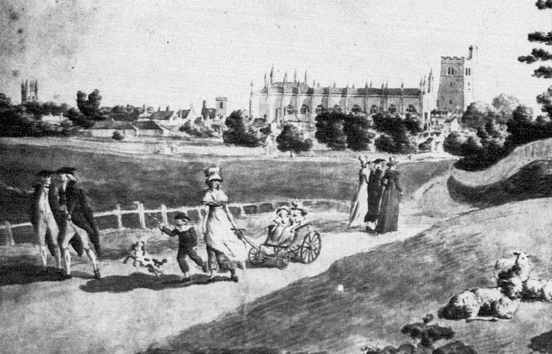 Love Lane and New College from the Parks, 1790
