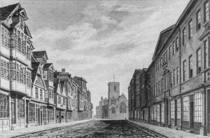 Oxford High Street, looking west towards Carfax, 1820