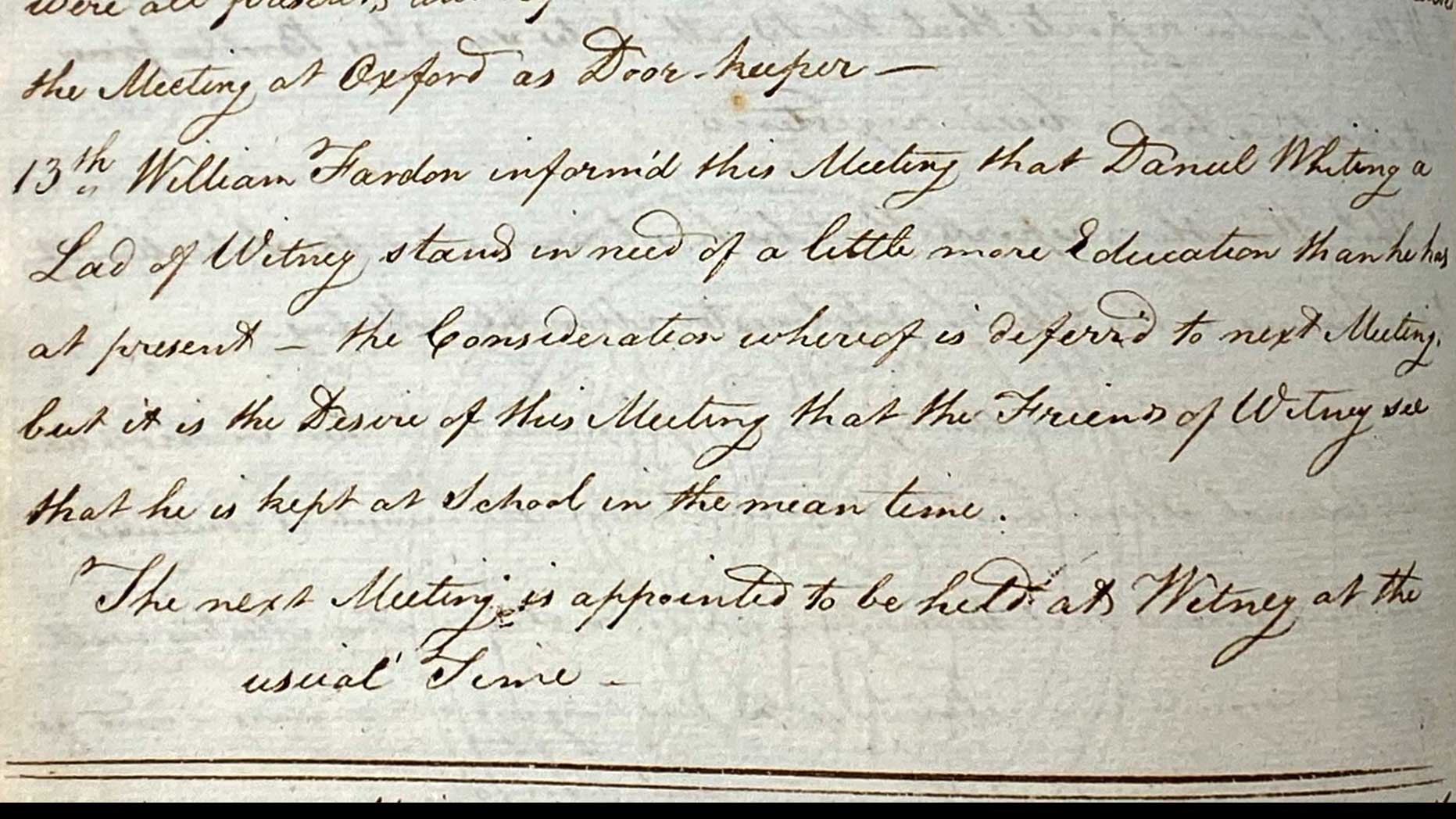 Witney Monthly Meeting 17th October 1796